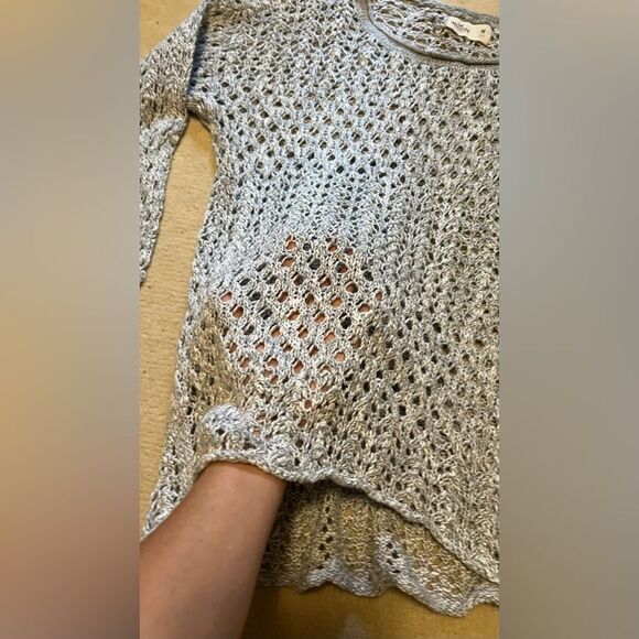 NWOT Hollister Light Gray Open-Knit Top M - Picture 10 of 13